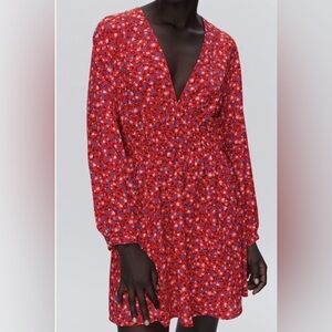 Red floral Zara mini dress size small